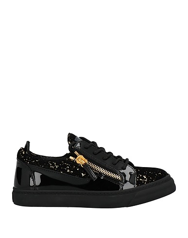 GIUSEPPE ZANOTTI Sneakers Black Leather, Textile fibers