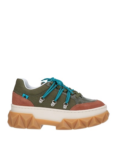 SCHUTZ Sneakers Dark green Leather, Textile fibres