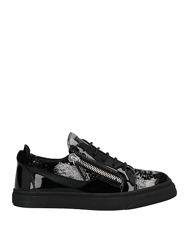 GIUSEPPE ZANOTTI Sneakers Black Leather, Textile fibers
