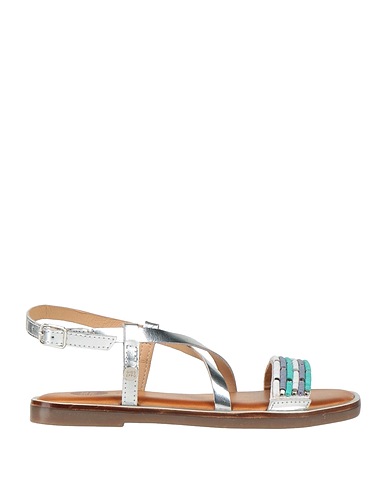 GIOSEPPO Sandals Silver Soft Leather, Textile fibers