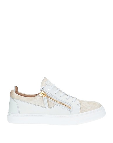 GIUSEPPE ZANOTTI Sneakers Beige Leather, Textile fibers