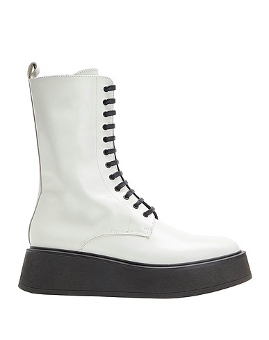 8 by YOOX Ankle boot POLISHED LEATHER PLATFORM COMBAT BOOT
 White 100% Calfskin