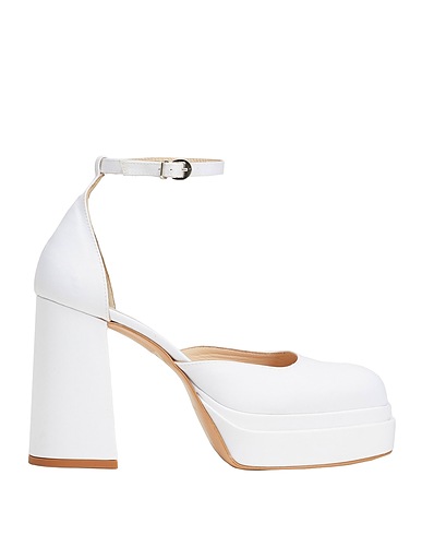 8 by YOOX Décolleté SATIN PLATFORM LACE-UP PUMPS
 Bianco 100% Poliestere