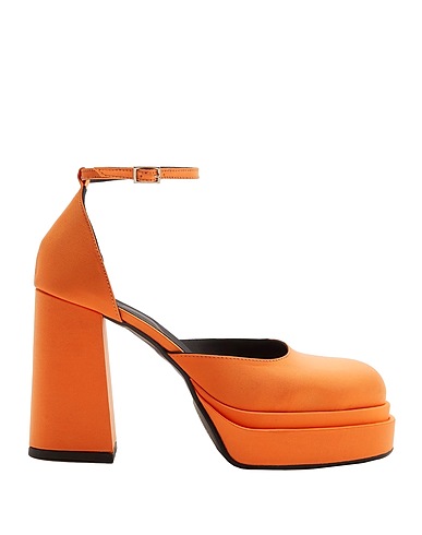 8 by YOOX Court SATIN PLATFORM LACE-UP PUMPS
 Apricot 100% Polyester