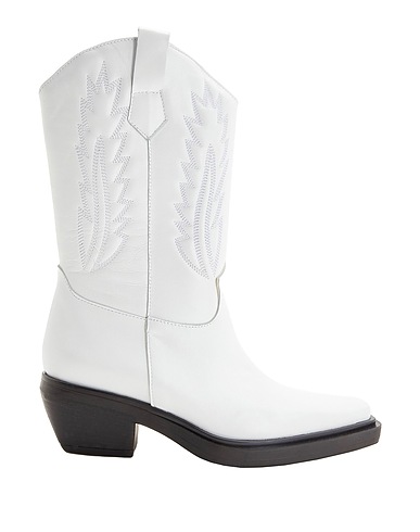 8 by YOOX Ankle boot LEATHER QUILTED WESTERN ANKLE BOOT
 White 100% Calfskin
