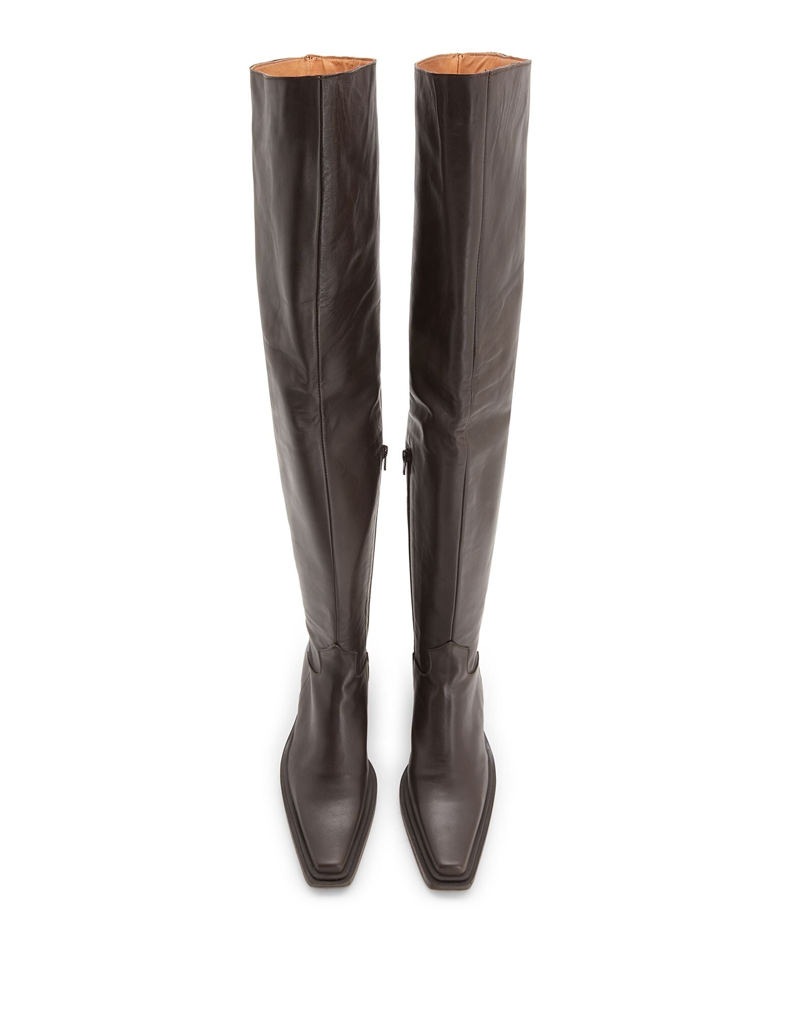 LEATHER WESTERN OVER-THE-KNEE BOOTS | Dark brown Women's Boots | YOOX