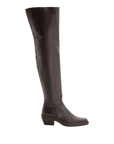 8 by YOOX Boots LEATHER WESTERN OVER-THE-KNEE BOOTS Dark brown 100% Calfskin