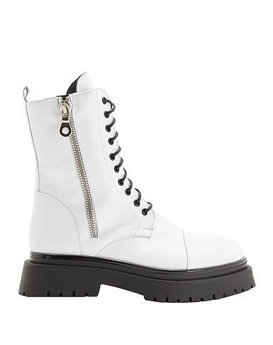 8 by YOOX Stivaletti LEATHER ZIP LACE-UP BOOTS
 Bianco 100% Pelle di vitello