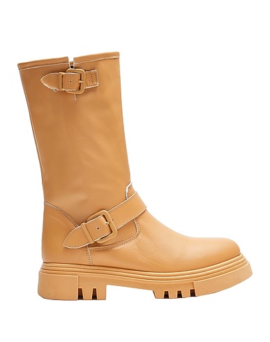8 by YOOX Stivali LEATHER BUCKLE ANKLE BOOTS
 Sabbia 100% Pelle di vitello
