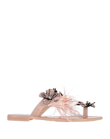 NANUMEA Flip flops Light pink Rubber, Feathers