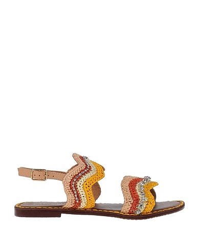 CAFèNOIR Sandals Yellow Textile fibers, Soft Leather