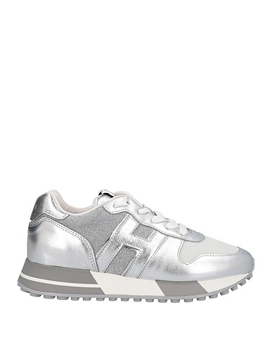 HOGAN Sneakers Silver Soft Leather, Textile fibres