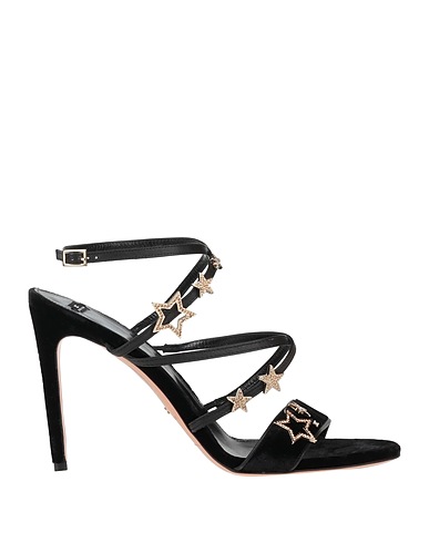 ELISABETTA FRANCHI Sandals Black Soft Leather, Textile fibres
