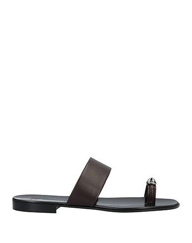 GIUSEPPE ZANOTTI Flip flops Dark brown Soft Leather