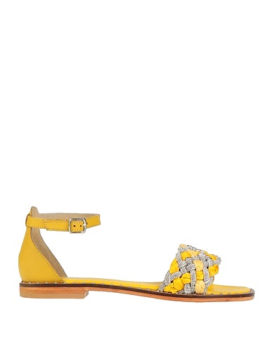 CAFèNOIR Sandals Yellow Soft Leather, Textile fibres