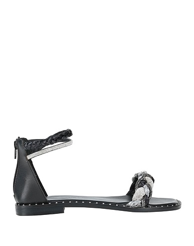 CAFèNOIR Sandals Black Textile fibers, Soft Leather