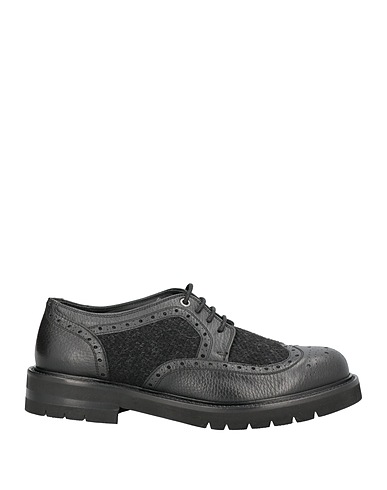 BALDININI Laced shoes Black 60% Calfskin, 40% Polyester