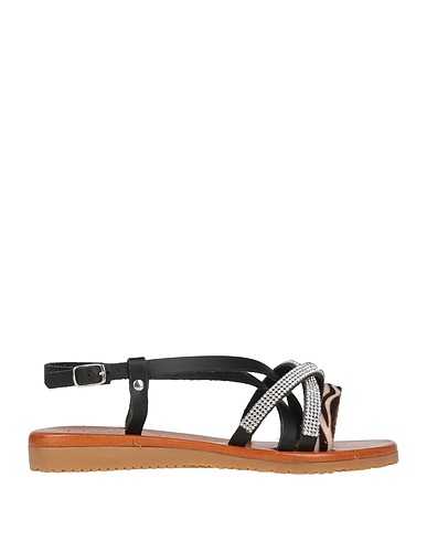 MOVIDA'S Sandalen Schwarz Gewebefasern, Leder