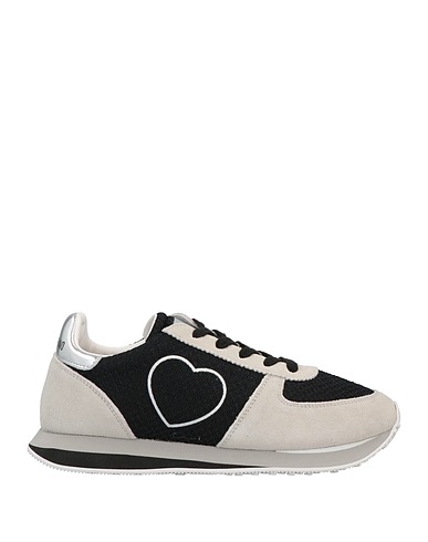 LOVE MOSCHINO Sneakers Light grey Soft Leather, Textile fibres