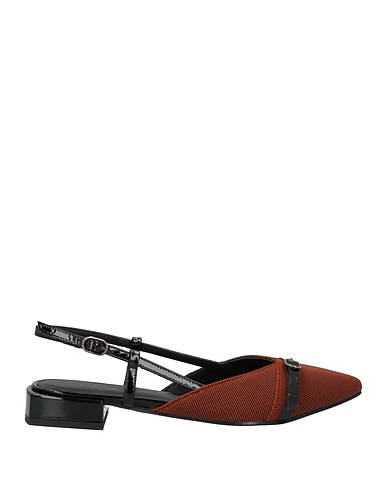 DANIELE ANCARANI Ballerine Marrone Fibre tessili, Pelle
