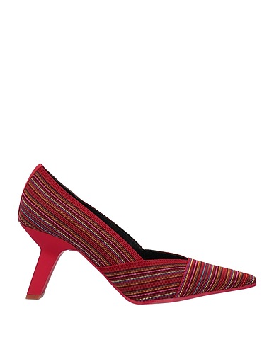 DANIELE ANCARANI Décolleté Rosso Fibre tessili, Pelle