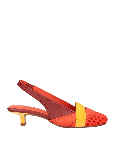 DANIELE ANCARANI Pump Orange Soft Leather, Textile fibers