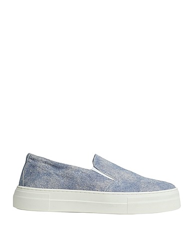8 by YOOX Sneakers SPLIT LEATHER DENIM-EFFECT SLIP ON SNEAKERS
 Blue 100% Calfskin