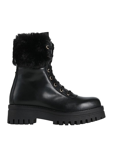 BALDININI Ankle boot Black Leather, Polyester