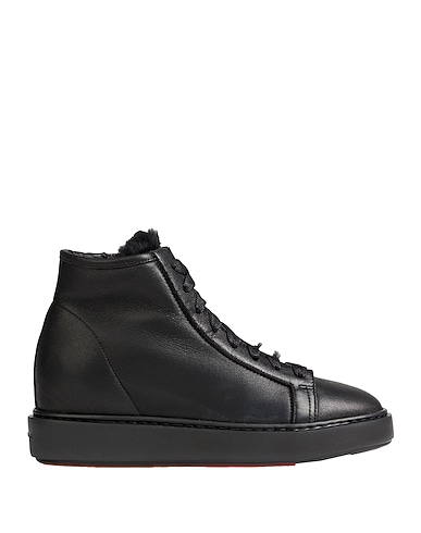 SANTONI Sneakers Black Soft Leather
