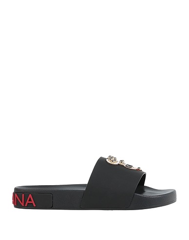 DOLCE&GABBANA Sandals Black 100% Calfskin, Rubber