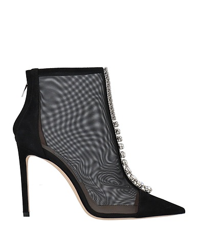 JIMMY CHOO Ankle boot Black Leather, Textile fibres