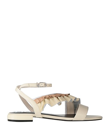LIU •JO Sandals Ivory Soft Leather, Textile fibres