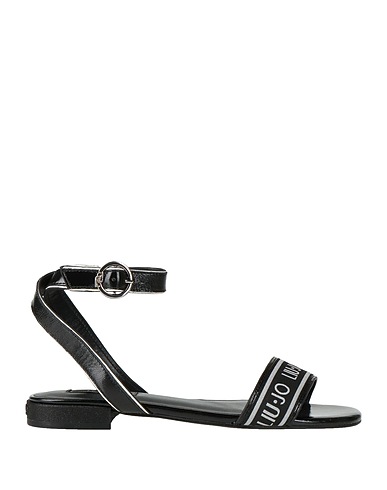 LIU •JO Sandals Black Goat skin, Textile fibres