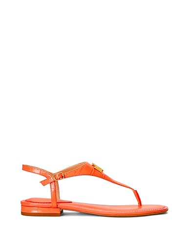 LAUREN RALPH LAUREN Flip flops ELLINGTON EMBOSSED LEATHER SANDAL
 Salmon pink 100% Leather