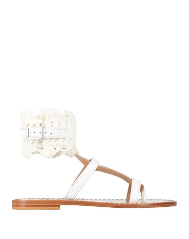 PINKO Flip flops White Soft Leather, Textile fibres