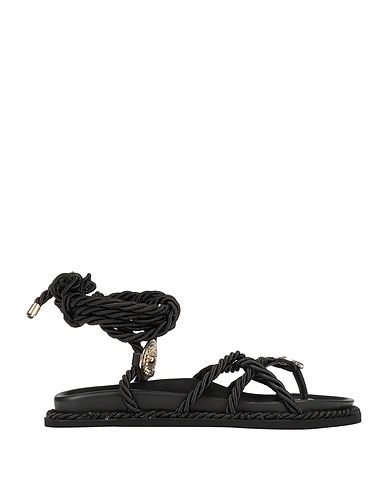 TAMIKA COUTURE Flip flops Black Textile fibres, Soft Leather
