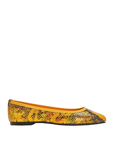 8 by YOOX Ballet flats SNAKE PRINTED BALLET FLATS
 Yellow 100% Calfskin