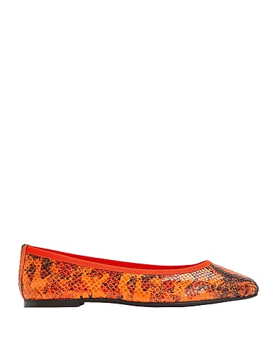 8 by YOOX Ballet flats SNAKE PRINTED BALLET FLATS
 Orange 100% Calfskin