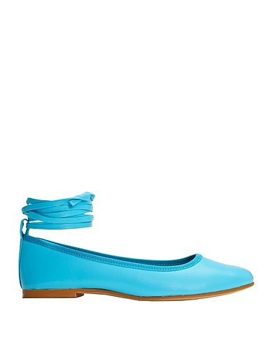 8 by YOOX Ballet flats SPAGHETTI STRAP LACE-UP BALLETS
 Azure 60% Polyester, 40% Polyurethane