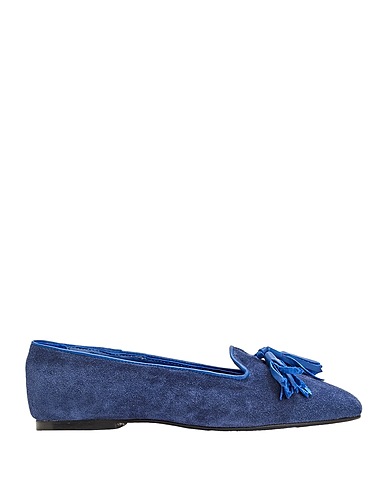8 by YOOX Loafers SUEDE TASSEL SLIPPERS
 Midnight blue 100% Calfskin