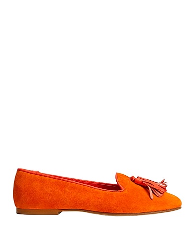 8 by YOOX Loafers SUEDE TASSEL SLIPPERS
 Orange 100% Calfskin