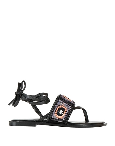 CORAL BLUE Infradito Nero Fibre tessili, Pelle