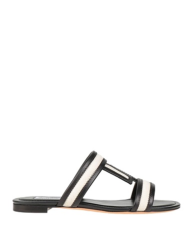 TOD'S Sandalen Schwarz Leder, Gewebefasern