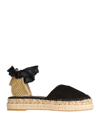 ESPADRILLES Эспадрильи NERO Кожа, Текстильное волокно