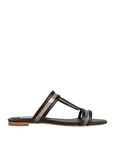 TOD'S Sandals Black Soft Leather, Textile fibers