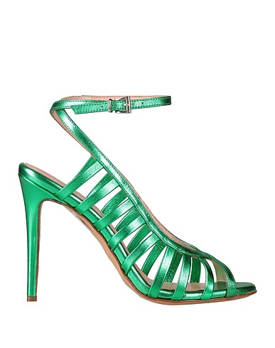 ANNA F. Sandals Green Soft Leather
