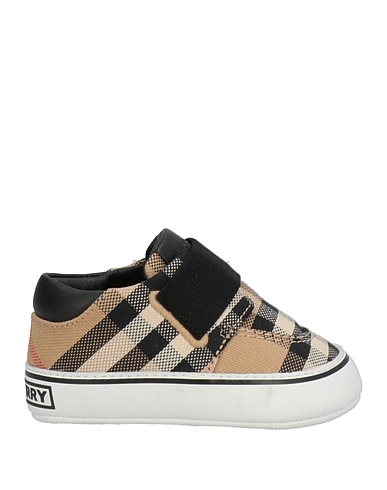 BURBERRY Newborn shoes Khaki Textile fibers, Soft Leather