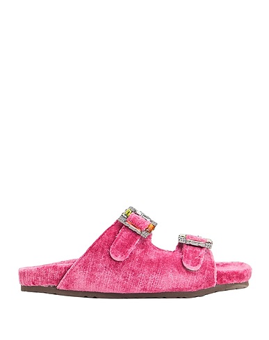 8 by YOOX Sandals VELVET EMBELLISHED BUCKLE MULES
 Mauve 55% Viscose, 40% Cotton, 5% Polyester