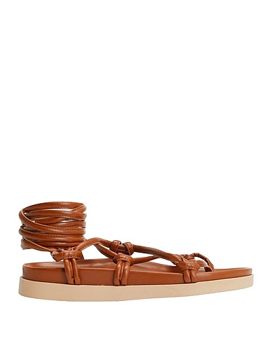 8 by YOOX Infradito LEATHER LACE-UP FLAT TOE-POST SANDALS
 Marrone 60% Poliestere, 40% Poliuretano