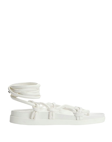 8 by YOOX Flip flops LEATHER LACE-UP FLAT TOE-POST SANDALS
 White 60% Polyester, 40% Polyurethane